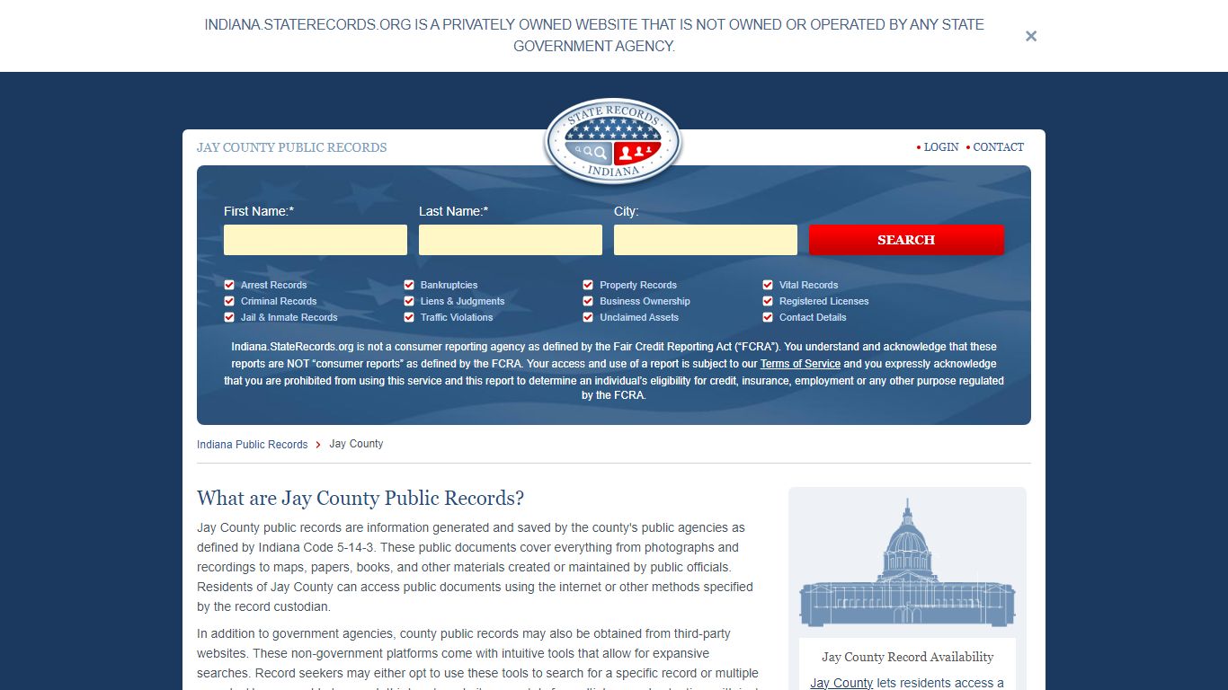 Jay County Arrest, Court, and Public Records | StateRecords.org